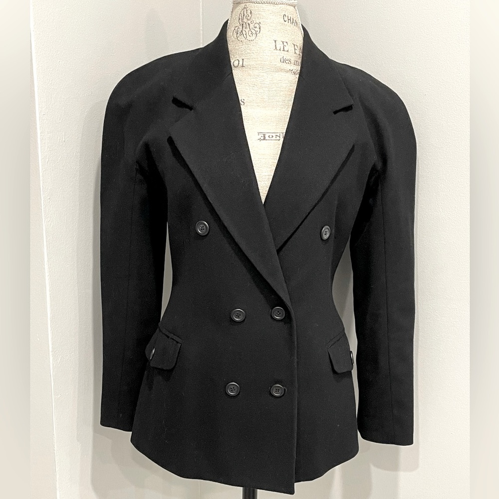 United Colors of Benetton Black Women's Blazer Sz 42 Wool Cashmere Made in Italy